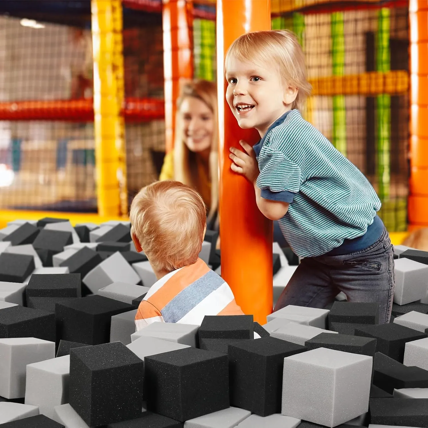 and Black(5" x 5" x 5") Foam Pit Cubes Blocks - 48PCS Sponge Form Cubes for Foam Ball Pits$ Gymnastics$ Freerunning and Parkour Courses$ Skateboard Parks$ BMX$ intrinsic counteract Trampoline Arenas-Grey 