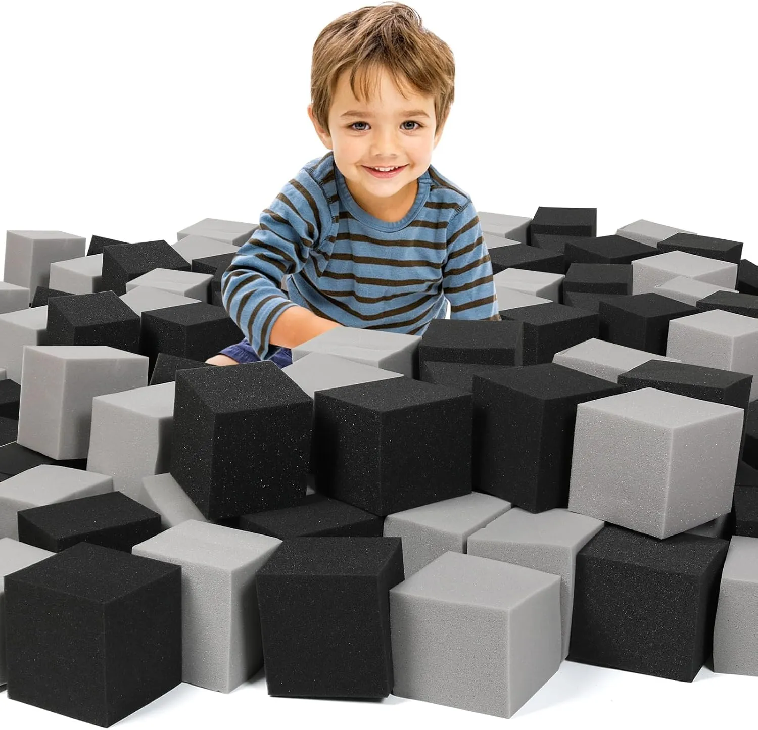 and Black(5" x 5" x 5") Foam Pit Cubes Blocks - 48PCS Sponge Form Cubes for Foam Ball Pits$ Gymnastics$ Freerunning and Parkour Courses$ Skateboard Parks$ BMX$ intrinsic counteract Trampoline Arenas-Grey 