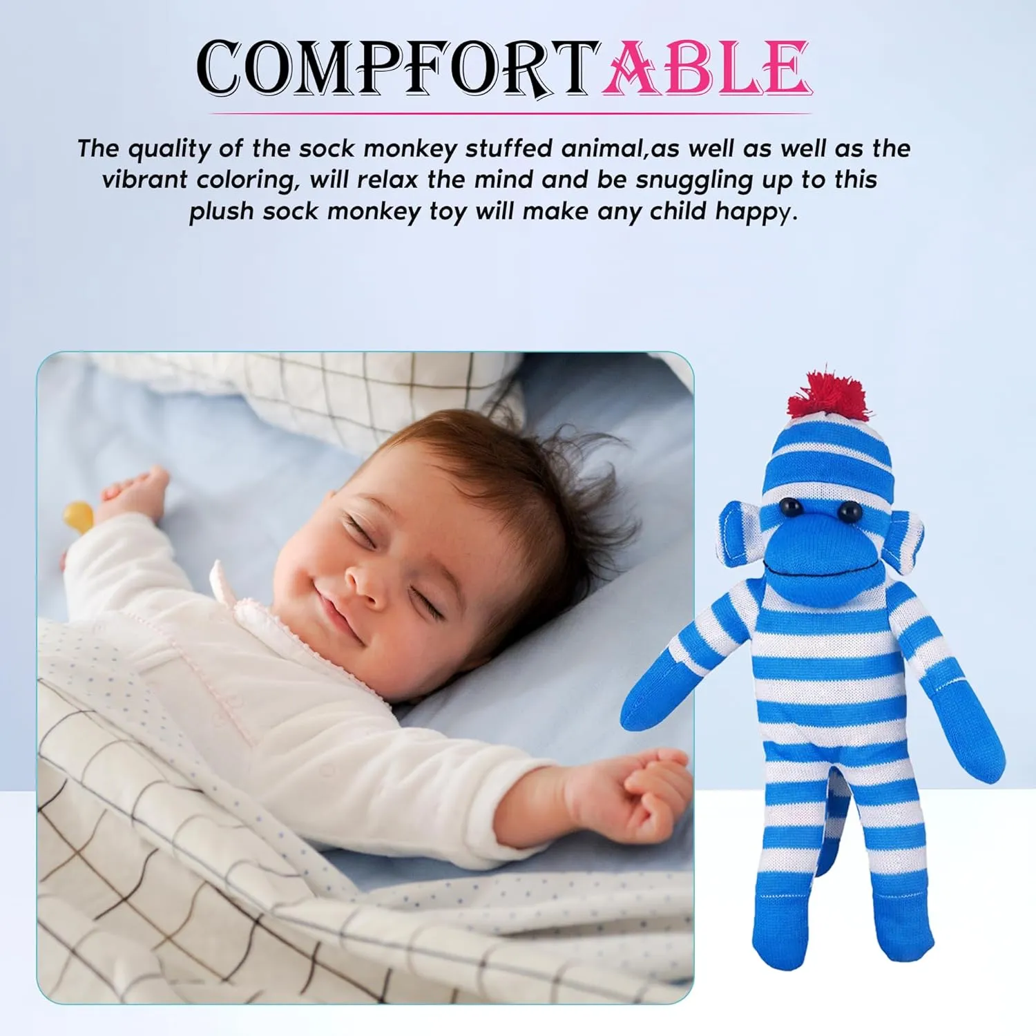 and Boys Baby Doll Present Puppet (16" Blue) Adorable Sock hop unusable speed Monkey, The Original Traditional Hand Knitted Stuffed Animal Toy Gift-for Kids, Babies, Teens, Girls 