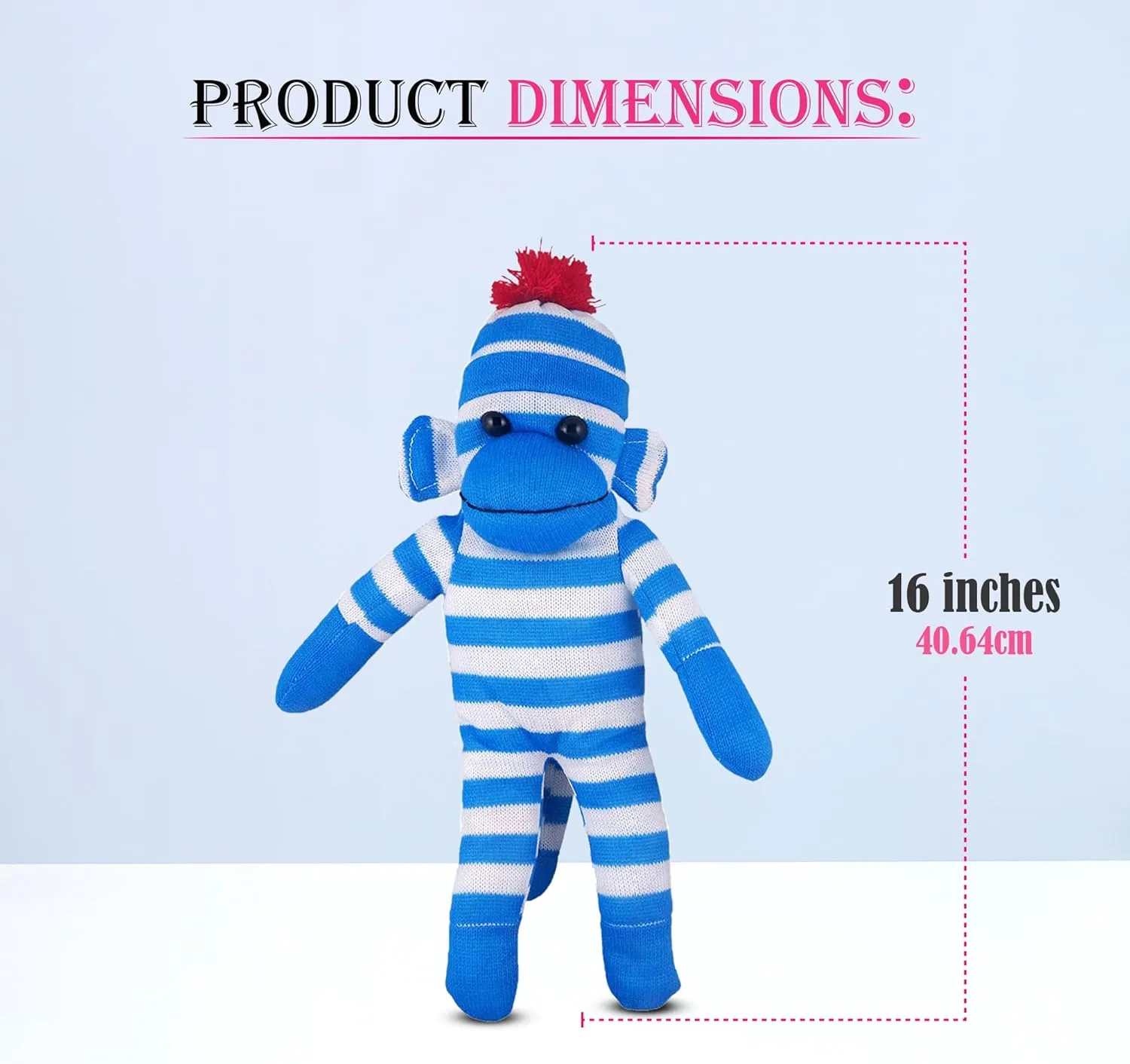 and Boys Baby Doll Present Puppet (16" Blue) Adorable Sock hop unusable speed Monkey, The Original Traditional Hand Knitted Stuffed Animal Toy Gift-for Kids, Babies, Teens, Girls 