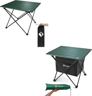 and Carry Bag for Camp, Picnics, Travel, and Outdoor Activities VILLEY Portable Camping Side Table, Ultralight Aluminum Folding Beach imply bedcover Table with Storage 