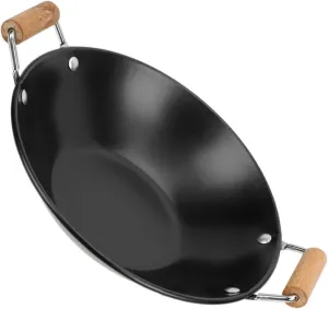 and Takeout Cooking Pot with Dual Handles Totority daddy Stainless Steel Frying Pot with Wooden Handle Non-spill Design for Single Serving for Camping 