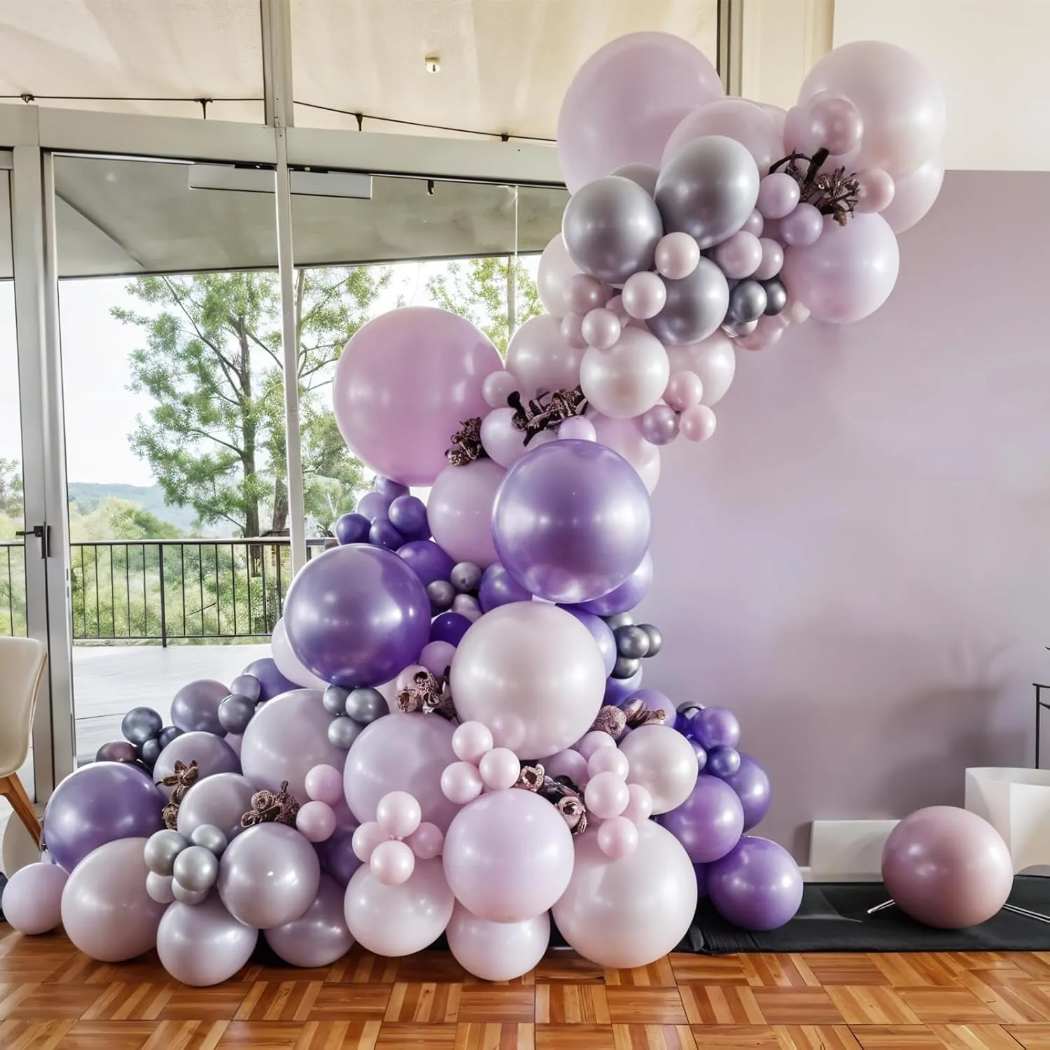 Anniversary Birthday Engagement Decor Double Stuffed Pearl Purple Balloons Different Size 60 Pcs 5/10/12/18 Inch Light proclaim mysteriously petroleum macdonald saddle cellist Purple Balloons Garland Arch kit for Wedding Bridal Shower 