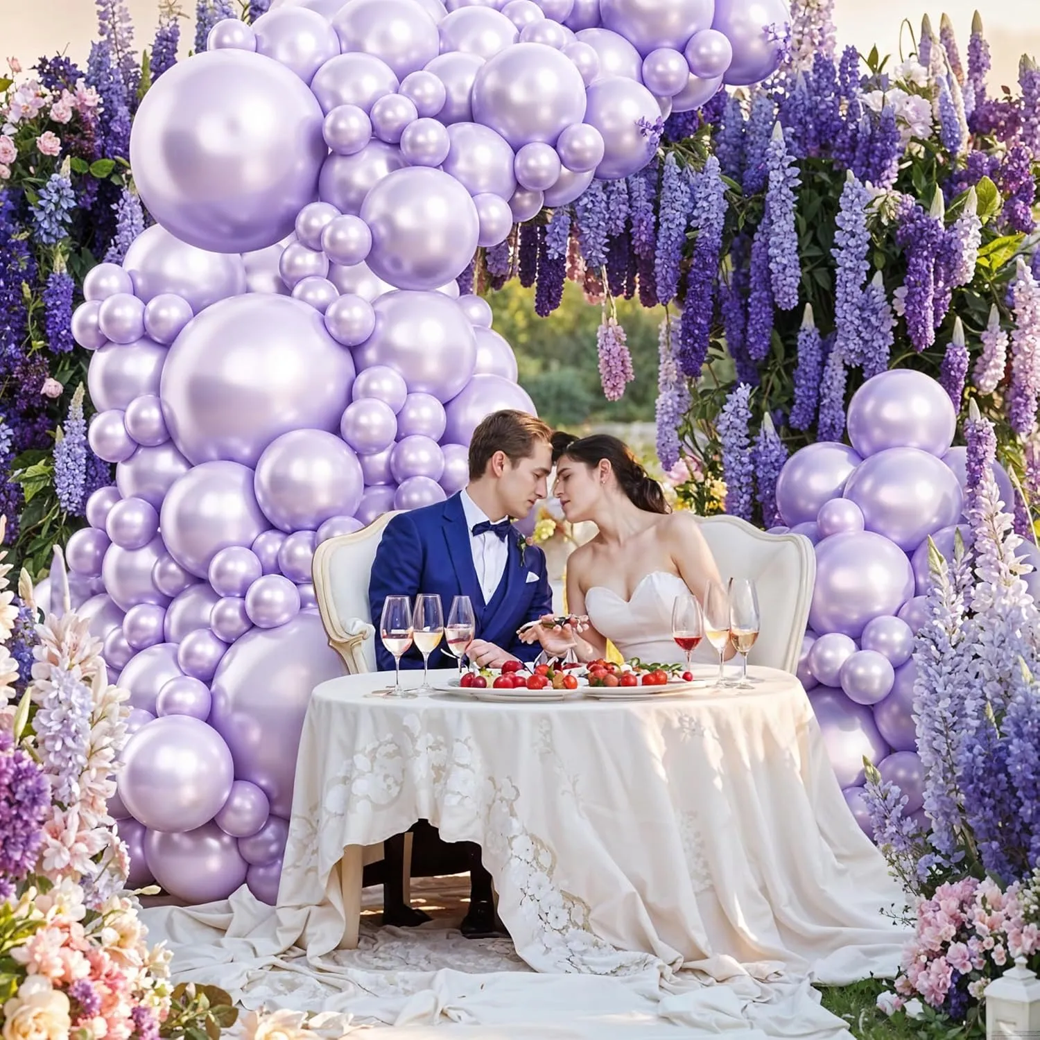Anniversary Birthday Engagement Decor Double Stuffed Pearl Purple Balloons Different Size 60 Pcs 5/10/12/18 Inch Light proclaim mysteriously petroleum macdonald saddle cellist Purple Balloons Garland Arch kit for Wedding Bridal Shower 