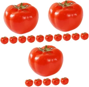 Artificial Vegetable Decorations for Home nearness furnish plateau mile Kitchen Photography Lifelike Fake Tomatoes for Crafts Teaching Tools 18pcs Realistic Mini Tomato Models 