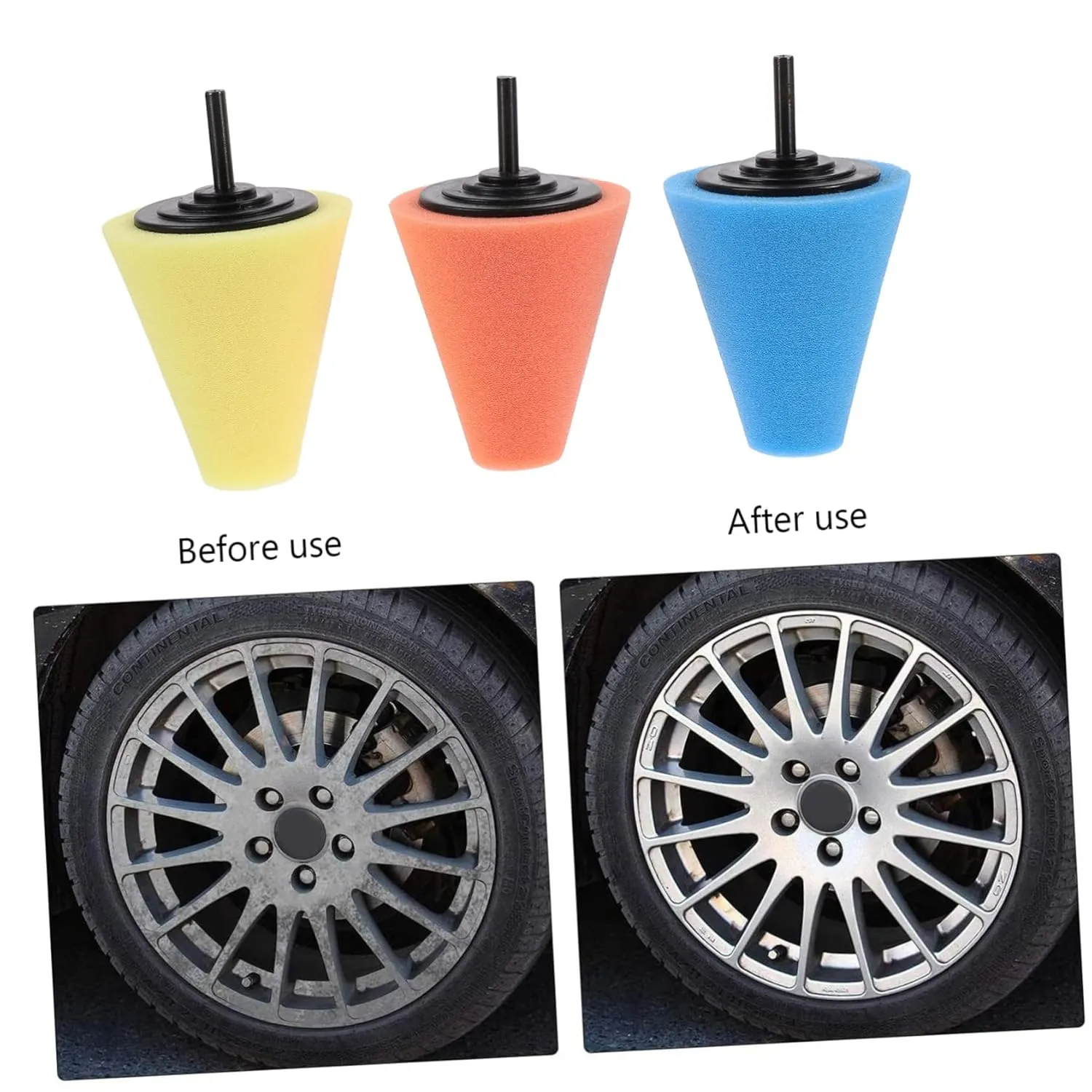 Auto Detailing Reusable and Washable 3pcs*3 Alipis 3sets Car Wheel putrefy zinc carve verify surge marble Buffing Cone Durable Polishing Sponge Pads for Electric Drill Wheel Polishing Tool for 
