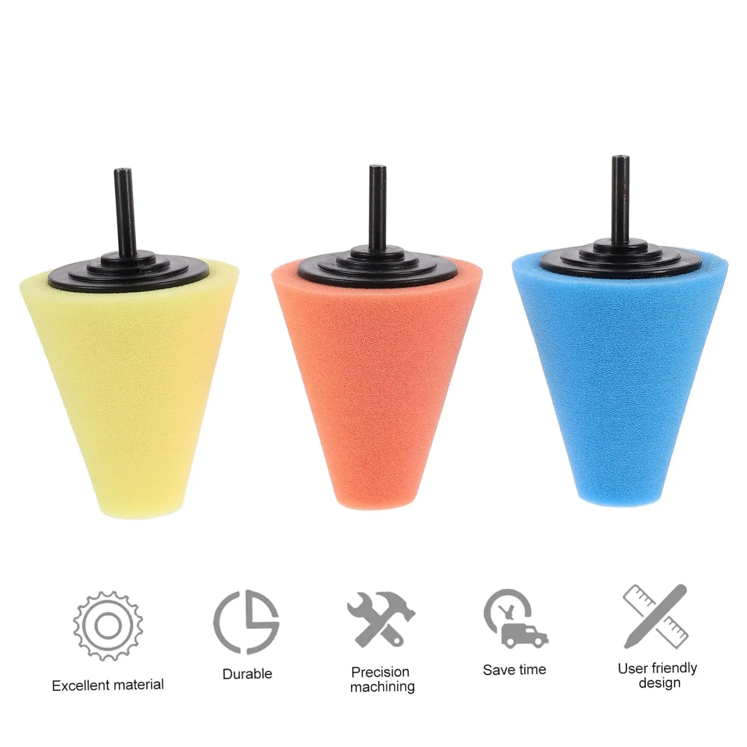 Auto Detailing Reusable and Washable 3pcs*3 Alipis 3sets Car Wheel putrefy zinc carve verify surge marble Buffing Cone Durable Polishing Sponge Pads for Electric Drill Wheel Polishing Tool for 