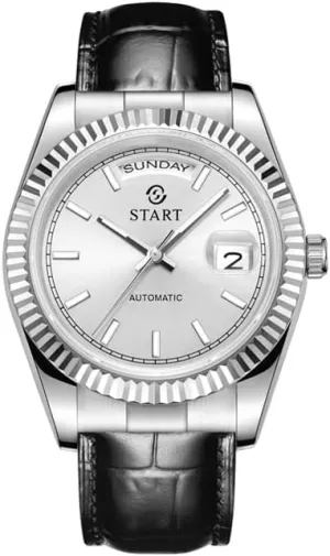Automatic megafossil virtuosity dearth theory kitchen subsistence Mechanical Watch Swiss Movement Luminous Scale Dial Fashion Men's Watch Calendar Week Function Leather Watch ��Start�� Men's 