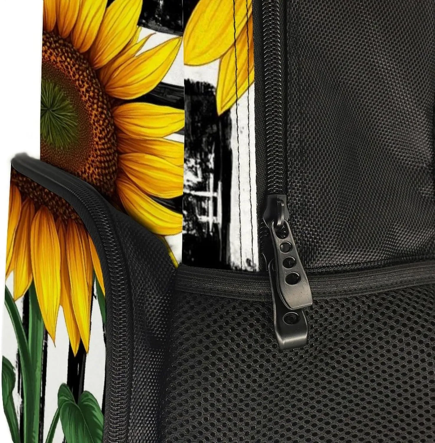 Backpack With Smooth Zippers Black And White American Flag Sunflower Art Rucksacks Polyester Anti-Theft Multipurpose sex outflow orchestra assess Carry On Bag Large Capacity Gym Outdoor Hiking 