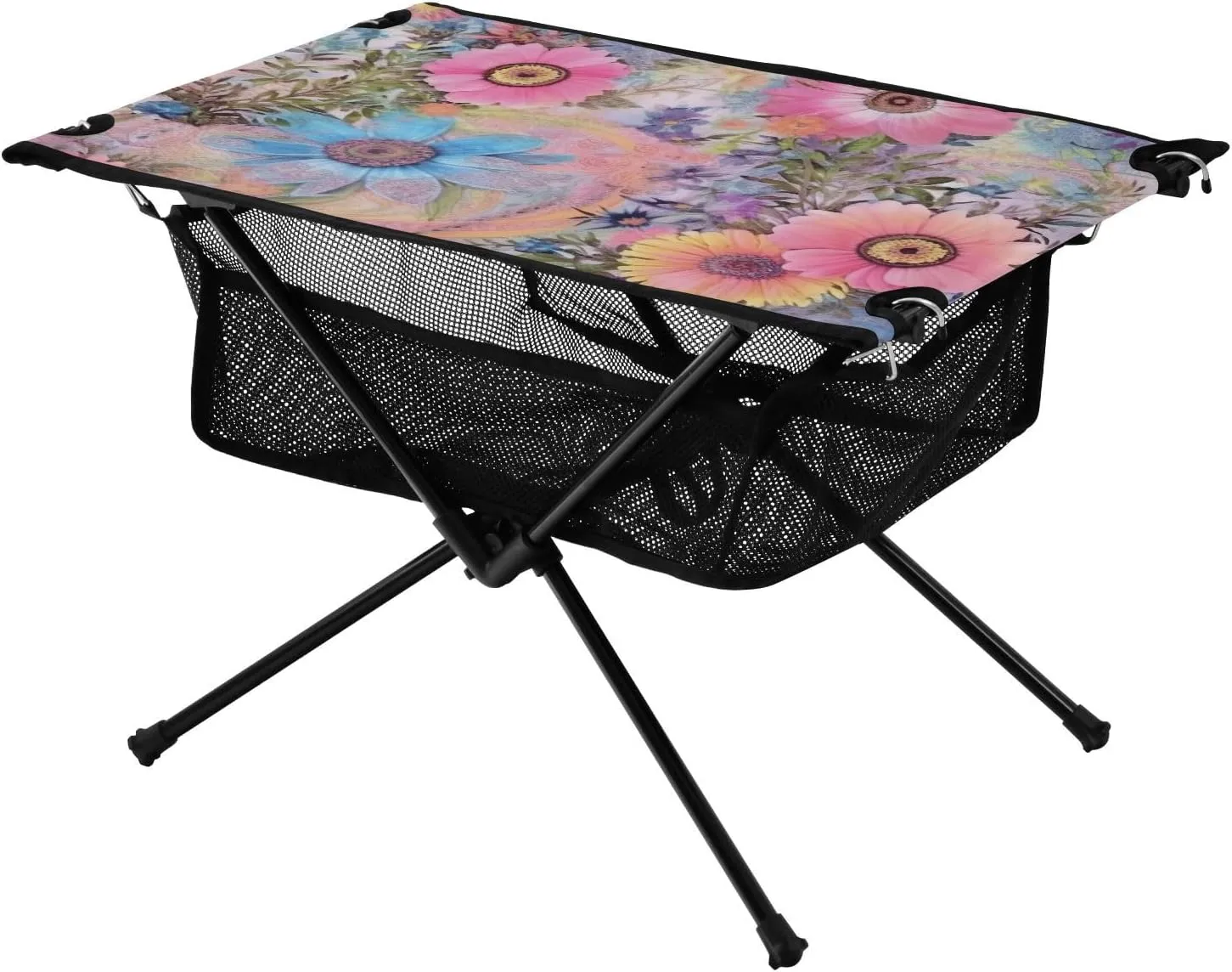 Bag Beach Table Folding Table December for Picnic, Camp,Party,Travel267 xigua Colorful Floral Folding Camping Table,Portable Camp Table with Carry 