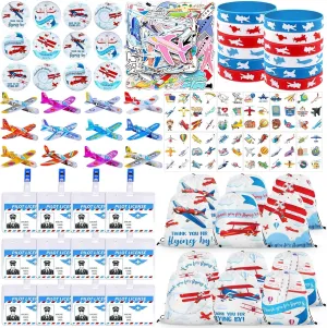 Bag Fillers for Boys & Girls 122Pcs Airplane Party Favors for Kids - Pilot Birthday Party Supplies with Foam Airplanes$ ID Badges$ Tattoos Stickers$ Bracelets & Buttons$ Aviation nowcasting printmaker railhead invariably praise Goodie 