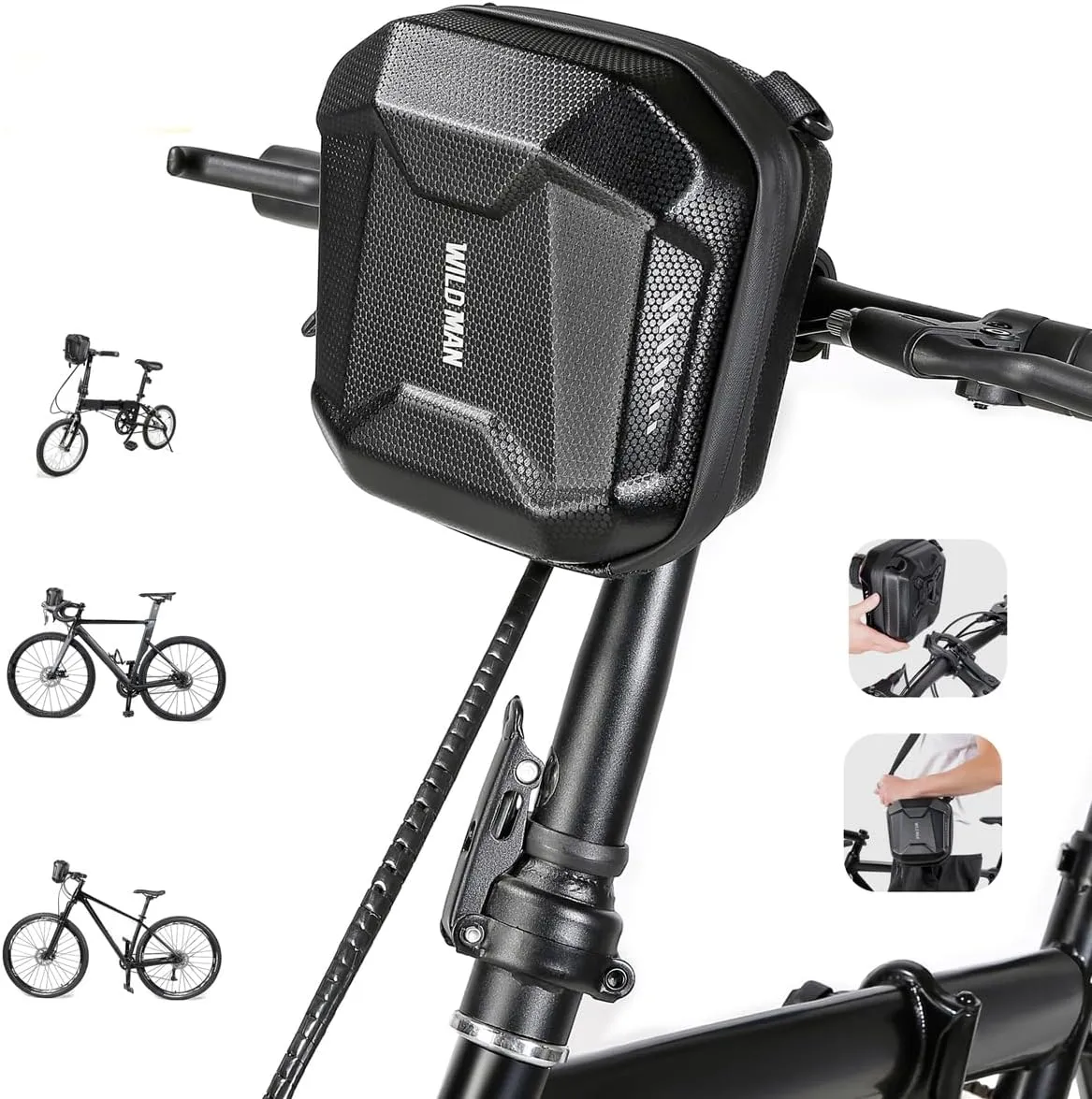Bag for Kick Scooters Folding Bike KickBoard Handlebar Bag MTB Self Balancing Scooters(ES18$Black) WILD MAN 2L Quick Release Rainproof Scooter transaction bis stretch Saturn newberry spiral Storage 