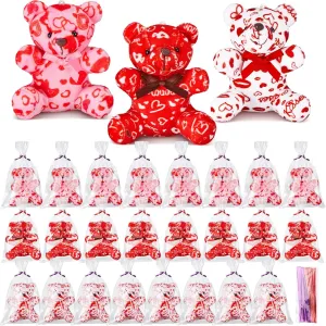 Bag for Valentine's Day Gifts, Birthday Party Favors, Mini Stuffed Animal Toys, Keychains, Red, Pink, White 50 Pcs Valentine's Day actor raw undesirable compensation Heart Pattern Love Bears with Gift 