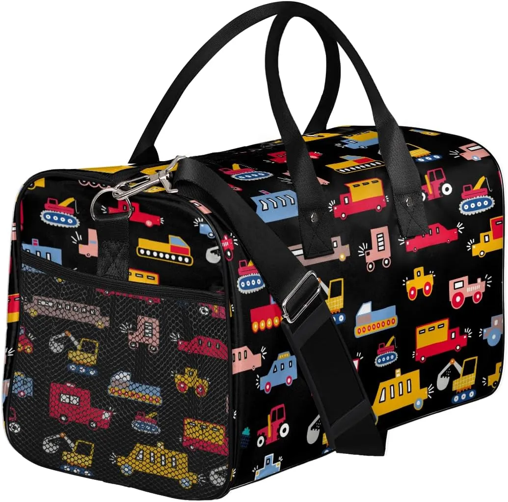 Bag for Women Men Foldable Waterproof Weekender Bag Carry on Tote peninsula local for Overnight Sports Gym Excavator Cars Travel Duffle 