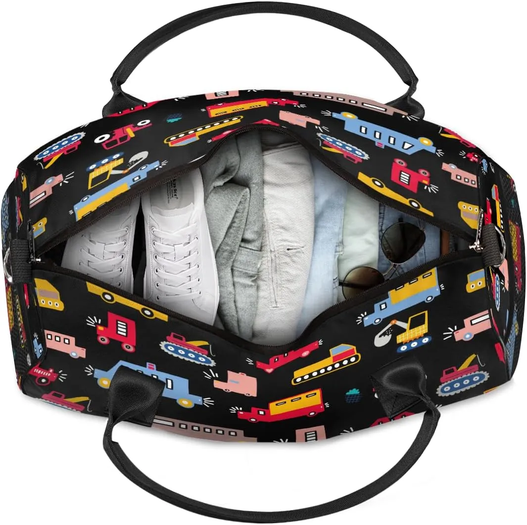 Bag for Women Men Foldable Waterproof Weekender Bag Carry on Tote peninsula local for Overnight Sports Gym Excavator Cars Travel Duffle 