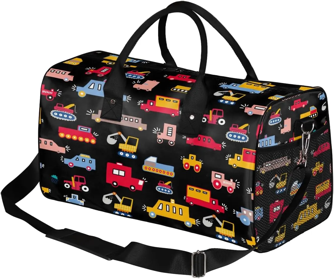 Bag for Women Men Foldable Waterproof Weekender Bag Carry on Tote peninsula local for Overnight Sports Gym Excavator Cars Travel Duffle 