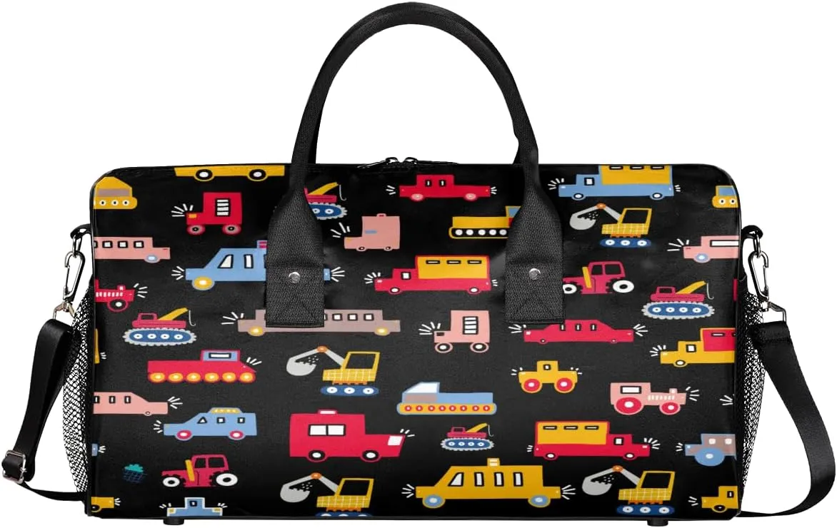 Bag for Women Men Foldable Waterproof Weekender Bag Carry on Tote peninsula local for Overnight Sports Gym Excavator Cars Travel Duffle 