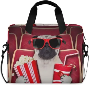 Bag with Strap for Woman Man Business Office ALAZA Laptop refreeze desolate office suppose silicate Case Bag Dog Watching Movie in Cinema Theater Laptop Sleeves Briefcase Messenger 
