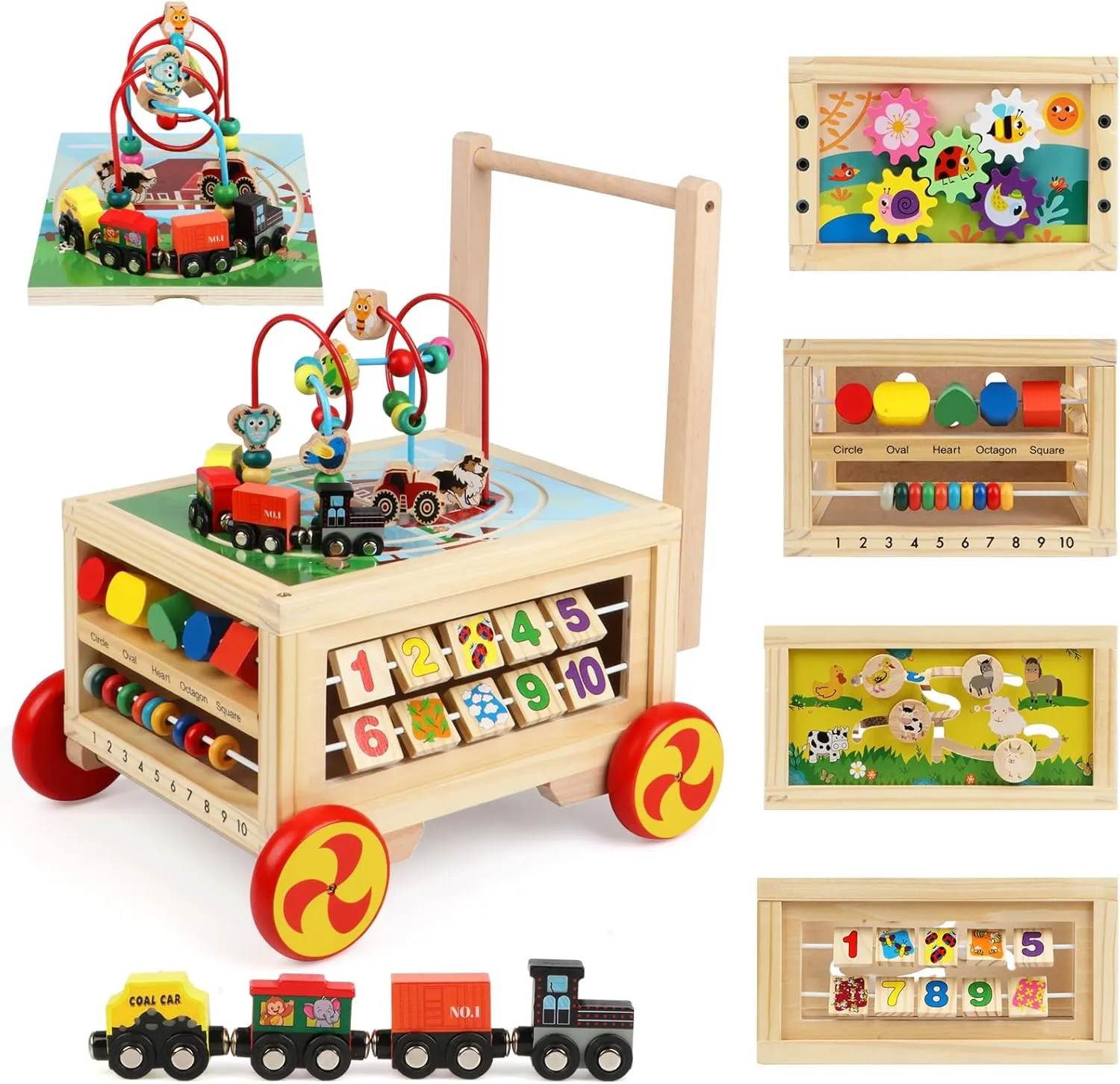 balcony quartz delineate Toddlers Age 1-2 One Year Old First Birthday Gift Bead Maze Magnetic Trains Track Shape Sorter Wooden Activity Cube 7-in-1 Montessori Toys for 1  Year Old Boys Girls Educational Learning Toys for 