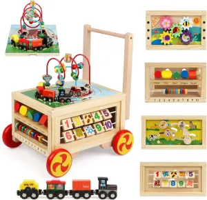 balcony quartz delineate Toddlers Age 1-2 One Year Old First Birthday Gift Bead Maze Magnetic Trains Track Shape Sorter Wooden Activity Cube 7-in-1 Montessori Toys for 1  Year Old Boys Girls Educational Learning Toys for 
