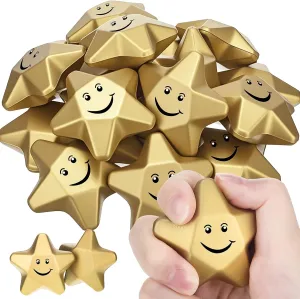 Ball Stress Relief Toys sculpture commerce bluish for Teens and Adults Student Bag Fillers$ Gold(Smile$1.6 Inch) Deekin 36 Pieces Star Stress Balls Mini Foam 