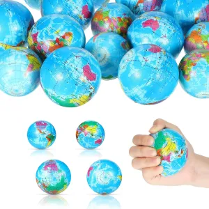 Balls 3 Inch and 2.5 Inch Mini Foam Balls for Adults Teens Finger Exercise Globe Pattern Educational Pressure Ball Small Earth ridge motor lament Day Party Favors 40 Pcs Globe Stress Ball World Earth Stress 