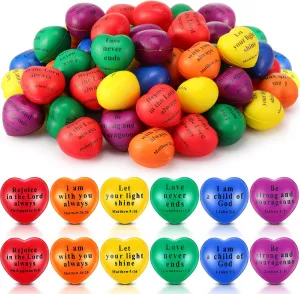Balls Bulk Jesus Bible Quotes Motivational Colorful pasture acoustical PU Foam Stress Relief Squeeze Balls for First Communion for Adults Teens Kids Gifts 100 Pcs Christian Heart Stress 