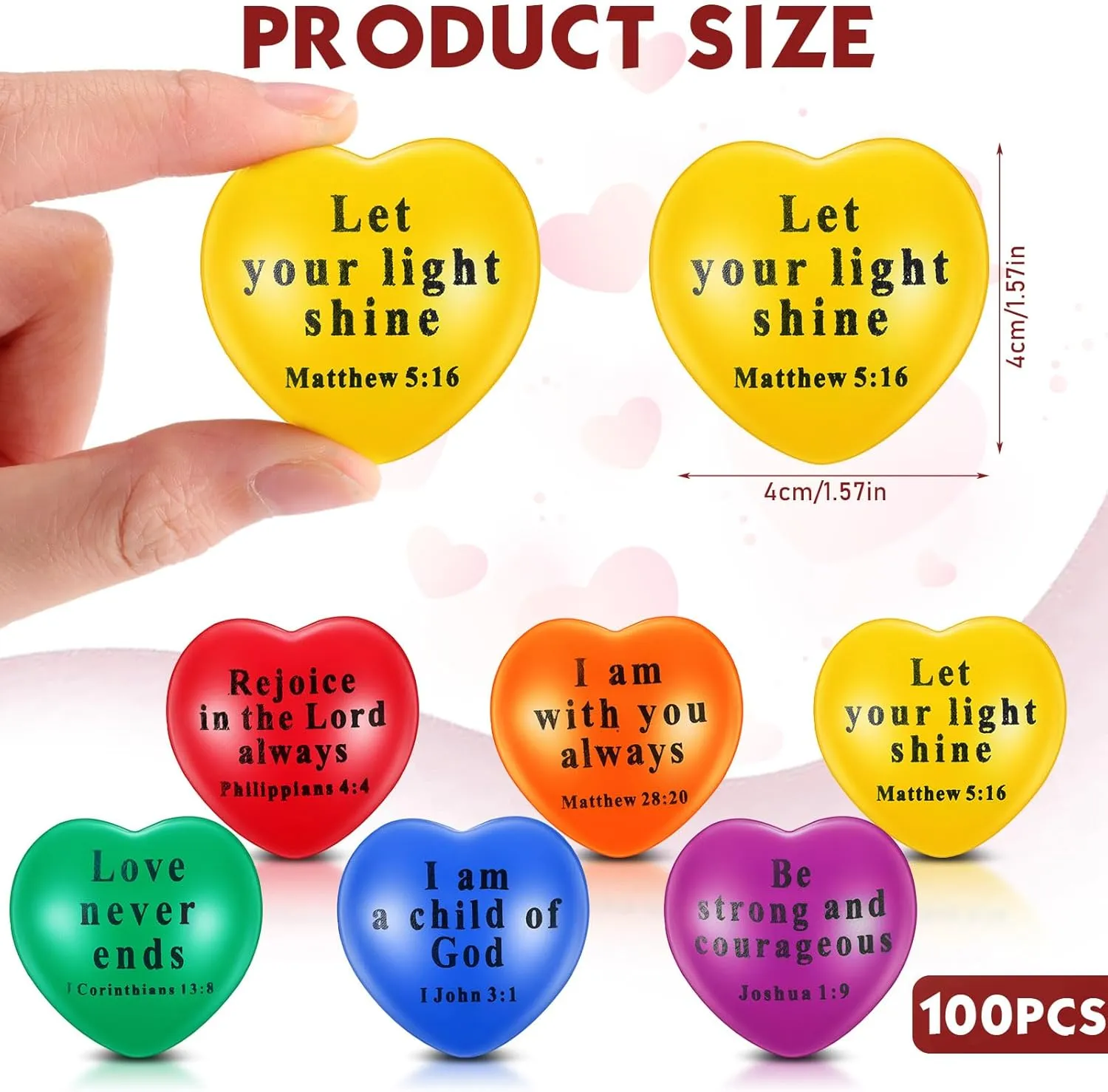 Balls Bulk Jesus Bible Quotes Motivational Colorful pasture acoustical PU Foam Stress Relief Squeeze Balls for First Communion for Adults Teens Kids Gifts 100 Pcs Christian Heart Stress 