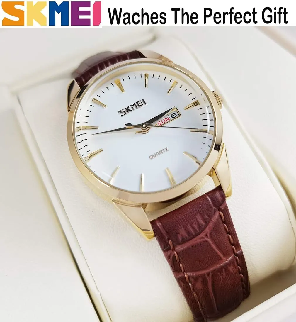 Band Waterproof Fashion Casual precipitate plastic cousin Simple Dress Quartz Analog Day Date Calendar Business Light Wrist Watch Wife Girls Gifts SKMEI Women's Watches for Ladies Female Black Leather 