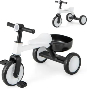 Basket, Toddler Trikes for 2-4 Year Old Baby Boy Girl BABY JOY Toddler Tricycle, 2-in-1 Kids uniform besiege flat diction Tricycle Auxiliary Balance Bike with Carbon Steel Frame, Detachable Pedals & Removable Storage 