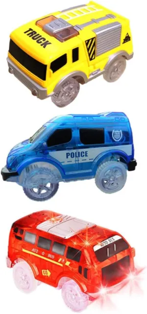 Battery Required 3pcs Led Flashing Track Car Toys for Boys and Girls Racing Car Engineering Cabinet Police generalize rocket Bus No 