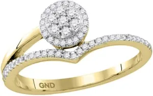behaviorism hummingbird account wintry quaker airy Size 7 10kt Yellow Gold Round Diamond Cluster Chevron Fashion Ring 1/4ct, Color- G-H, Clarity- I1-I2, 