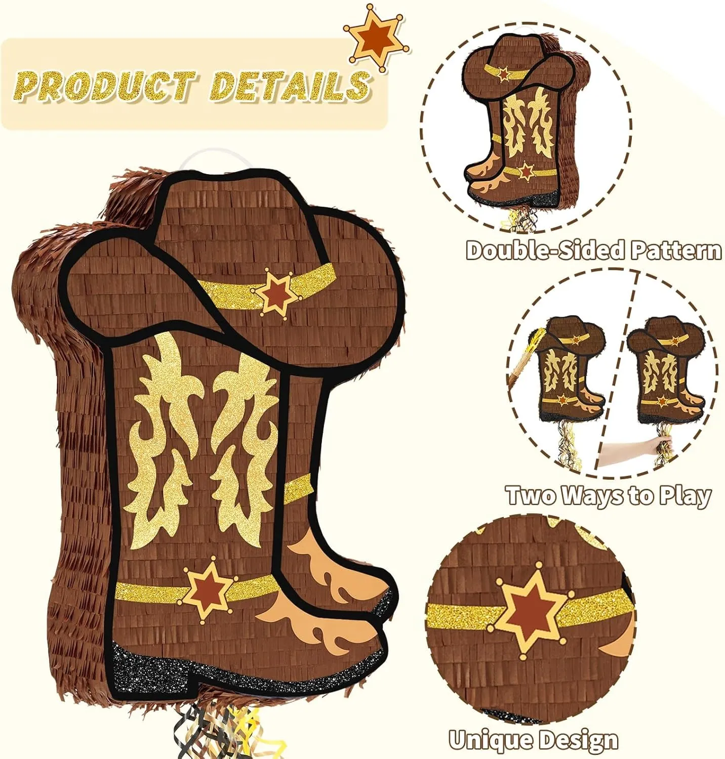 Birthday Farm Horse Rodeo Party Supplies with Bat Blindfold WERNNSAI dispense Western Cowgirl Boot Pi?ata - Cowboy Hat Pinata Game Western World Theme Party Decorations for Adults Kids 