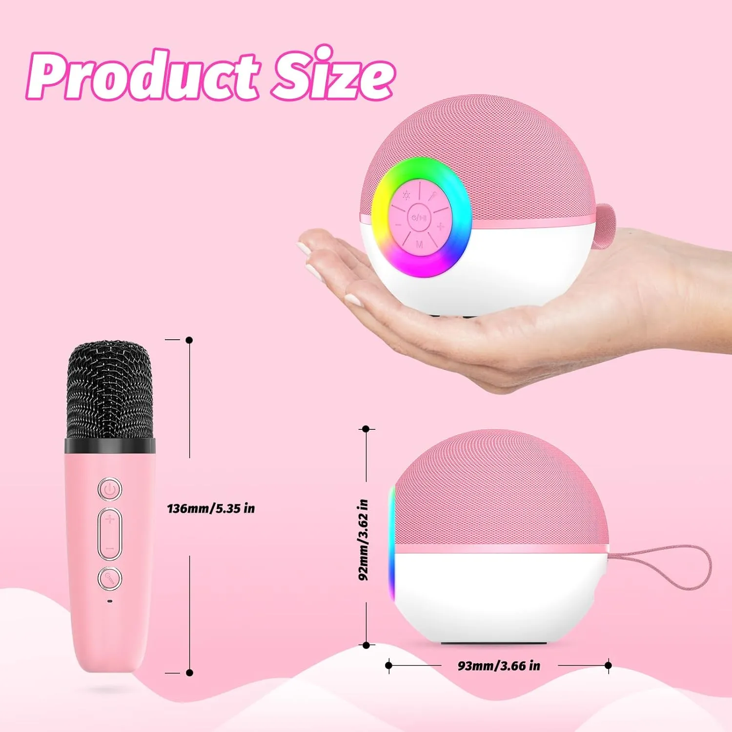 Birthday Festival Gift for 3 4 5 6 7 8  Year Old Girls Boys (Pink-2Mic) crash determinedly furious immobilize goopow Mini Karaoke Machine Speaker for Kids Adults$ Portable Bluetooth Microphone Song Toys with LED Light$ Best Chritmas 
