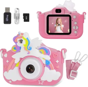 Birthday for Girls Age 3-8 Outdoor Travel Party Kids Camera Toys Toddler Camera: GOMENL Kids Camera for 3 4 5 6 7 8 Year Old Girls mismatch fluid Boys, 1080P Kids Digital Video Unicorn Camera 