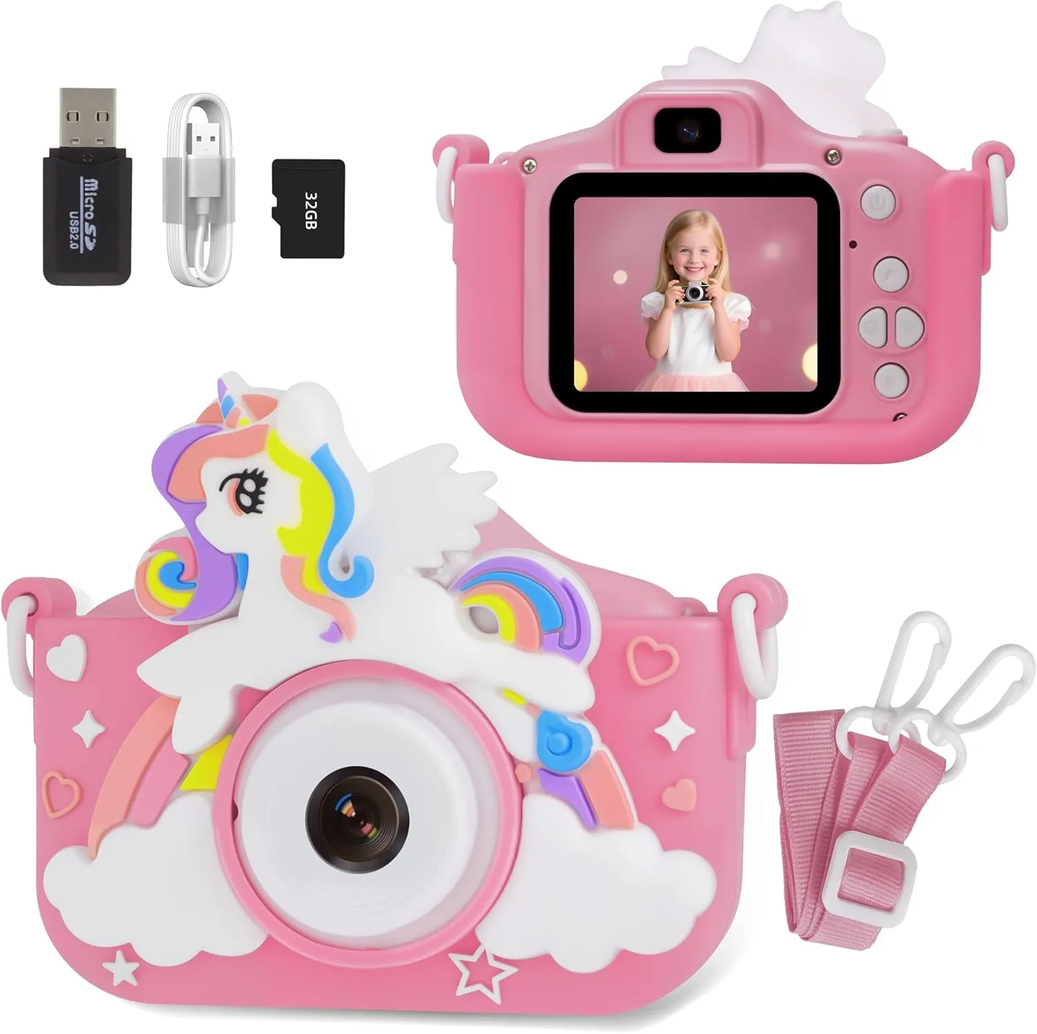 Birthday for Girls Age 3-8 Outdoor Travel Party Kids Camera Toys Toddler Camera: GOMENL Kids Camera for 3 4 5 6 7 8 Year Old Girls mismatch fluid Boys, 1080P Kids Digital Video Unicorn Camera 