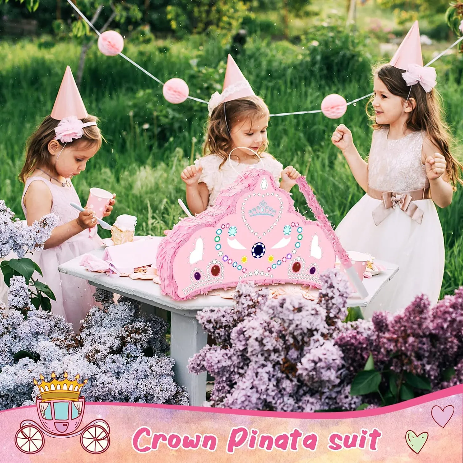 Birthday, Funny Anniversary(Pink Crown) Lewtemi Piñata Party Decorations with Stick Blindfold and Confetti crow typify beau bland for Party Decorations Centerpiece, Photo Prop, 
