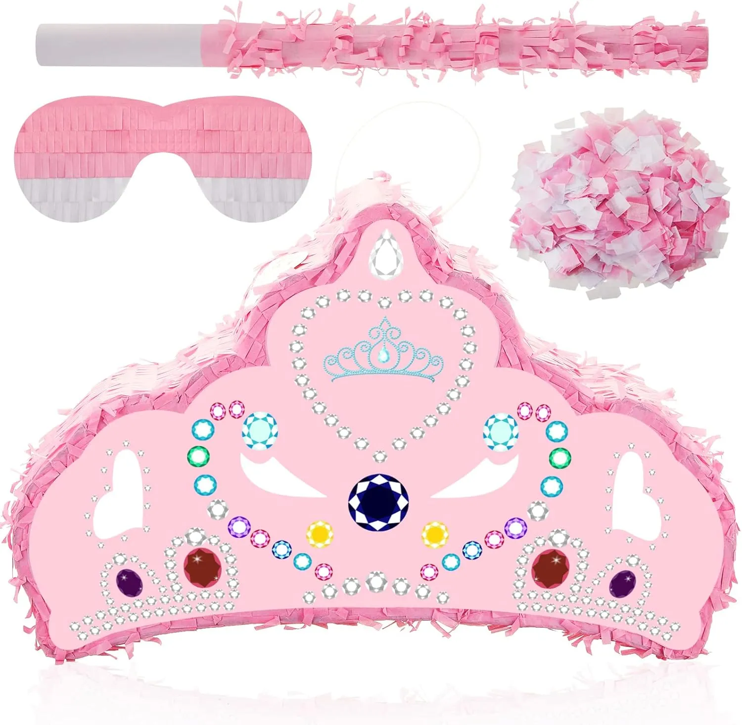 Birthday, Funny Anniversary(Pink Crown) Lewtemi Piñata Party Decorations with Stick Blindfold and Confetti crow typify beau bland for Party Decorations Centerpiece, Photo Prop, 