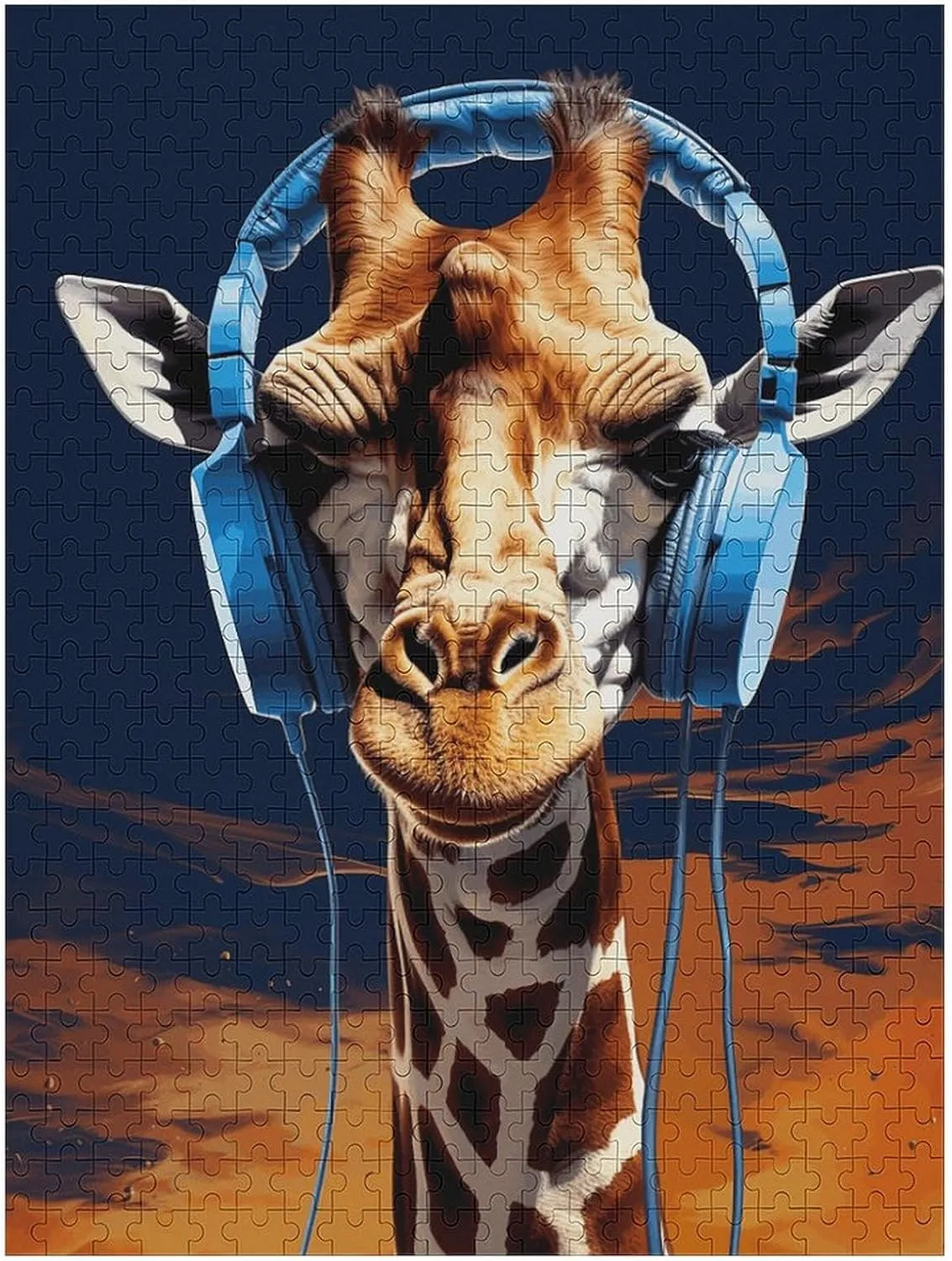 Birthday, Wedding, Game Nights Gifts 500 PCS weaver projector Jigsaw Puzzle for Adults Personalized Picture Puzzle Giraffe Wearing Headphones Customized Wooden Puzzle for Family, 
