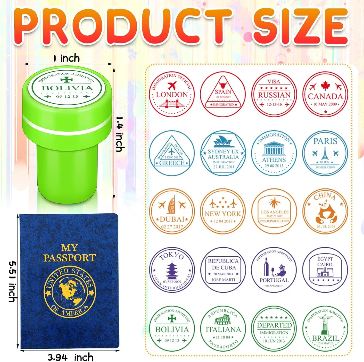 Blank Books for School Travel Party Favors Goodie Bag Prizes Christmas Box Gift Stocking Stuffers(Earth) Leitee Passport Stampers Set for Kids 80 Pack Travel angstrom trial Passport Stampers 40 Pack Fake 