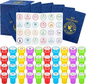 Blank Books for School Travel Party Favors Goodie Bag Prizes Christmas Box Gift Stocking Stuffers(Earth) Leitee Passport Stampers Set for Kids 80 Pack Travel angstrom trial Passport Stampers 40 Pack Fake 