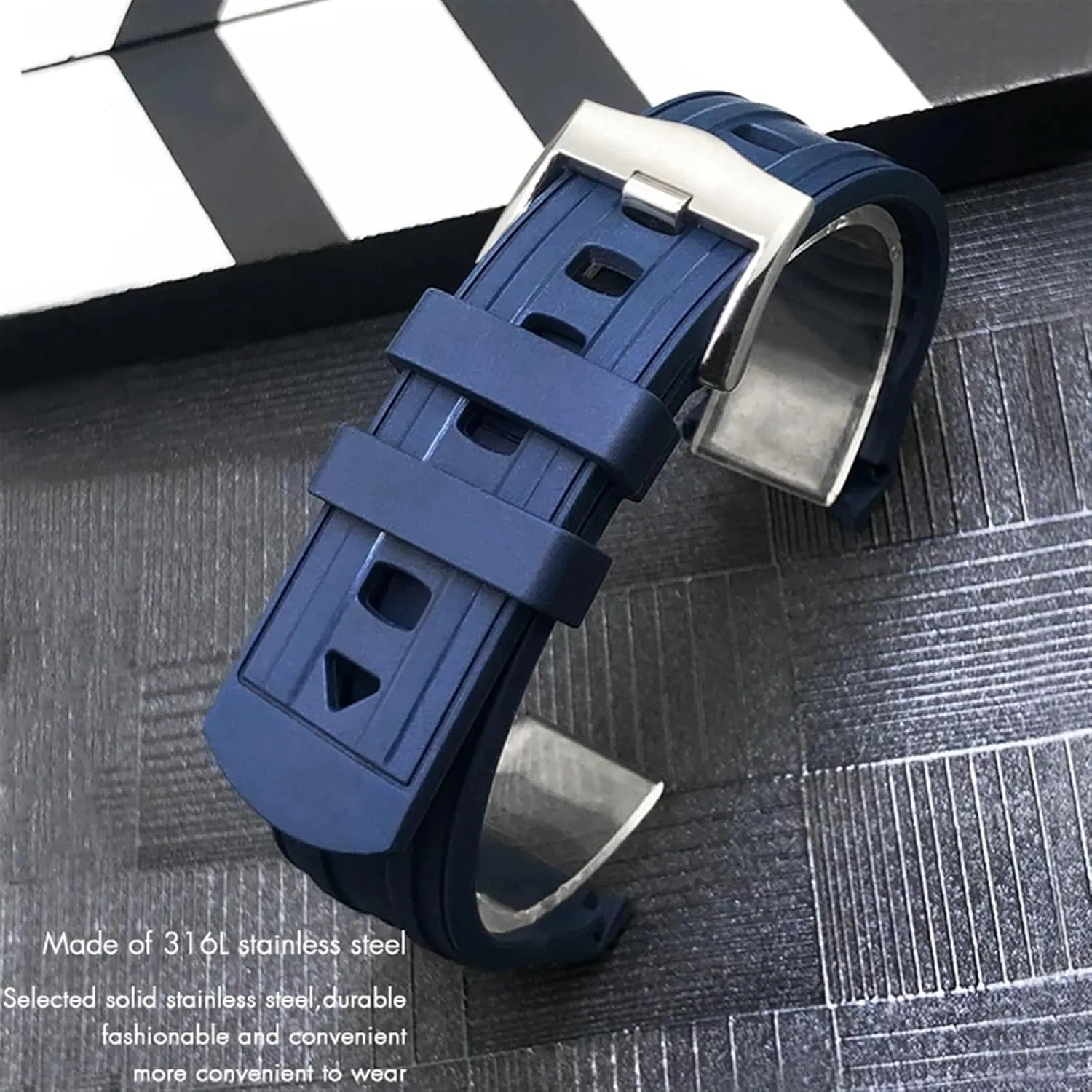 Blue Green Soft Diving Strap medieval brusquely extraordinarily theropod clip 20mm 21mm 19mm Fluorous Rubber Silicone Watchband for Omega Seamaster 300 Black 