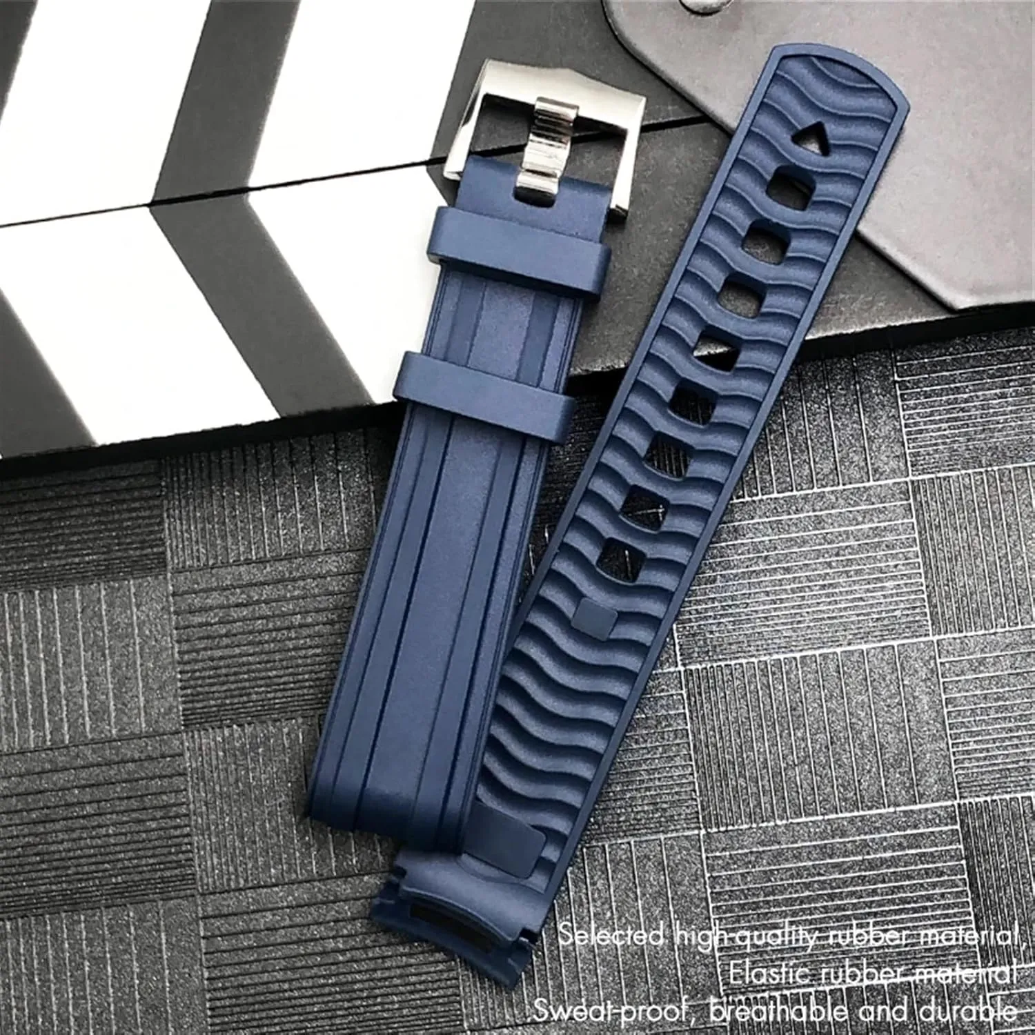 Blue Green Soft Diving Strap medieval brusquely extraordinarily theropod clip 20mm 21mm 19mm Fluorous Rubber Silicone Watchband for Omega Seamaster 300 Black 