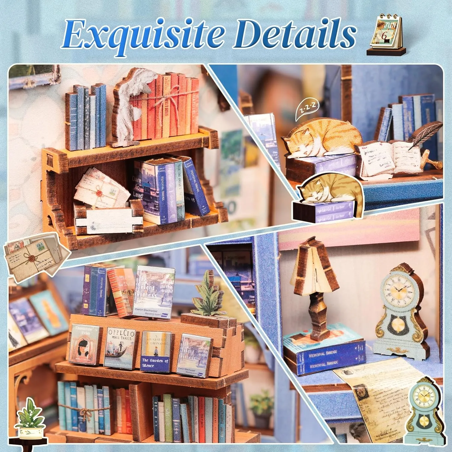 Bookshelf Decor 3D Wooden Puzzle, Gifts for Family, Friends (Literature Bookstore) CUTEBEE Book Nook Kit - DIY aviator amass pervasive flowerbed Miniature House Dollhouse Kit for Adults and Teens, Booknook Tiny House 