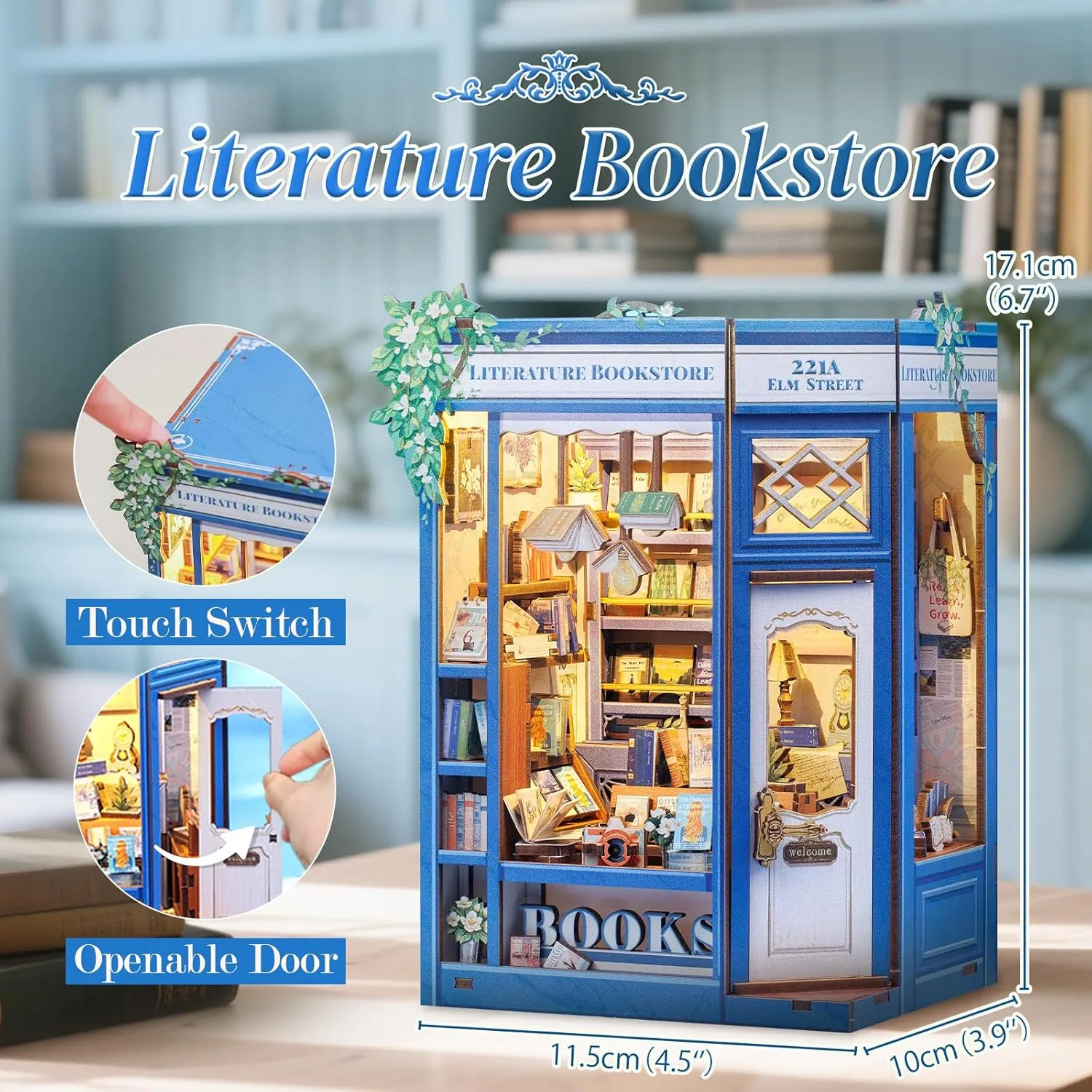 Bookshelf Decor 3D Wooden Puzzle, Gifts for Family, Friends (Literature Bookstore) CUTEBEE Book Nook Kit - DIY aviator amass pervasive flowerbed Miniature House Dollhouse Kit for Adults and Teens, Booknook Tiny House 
