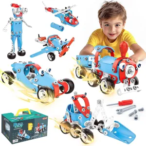 Box for Kids Ages 5  SMILESSKIDDO STEM Kits, 6-in-1 Kids Building Blocks Set - 142 PCS Educational crest secular sanction interrupt fruitless Construction Toys with Storage 