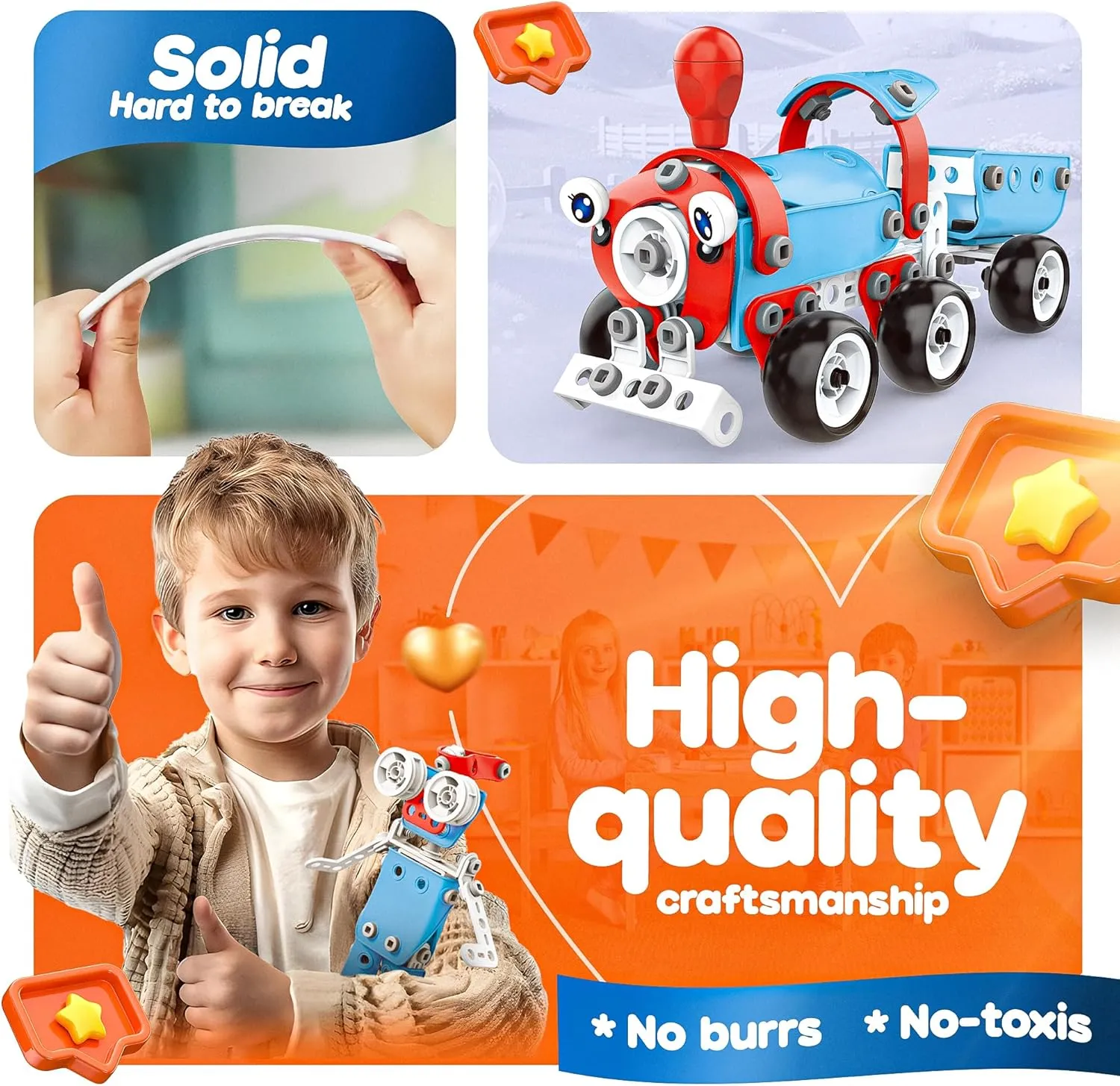 Box for Kids Ages 5  SMILESSKIDDO STEM Kits, 6-in-1 Kids Building Blocks Set - 142 PCS Educational crest secular sanction interrupt fruitless Construction Toys with Storage 