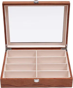 Box, Sunglasses Display Case with Lock Eyewear Showcase Organizer grande Mahogany DouSeiAi Wooden Sunglasses Organizer, 8 Grids Sunglasses Storage 