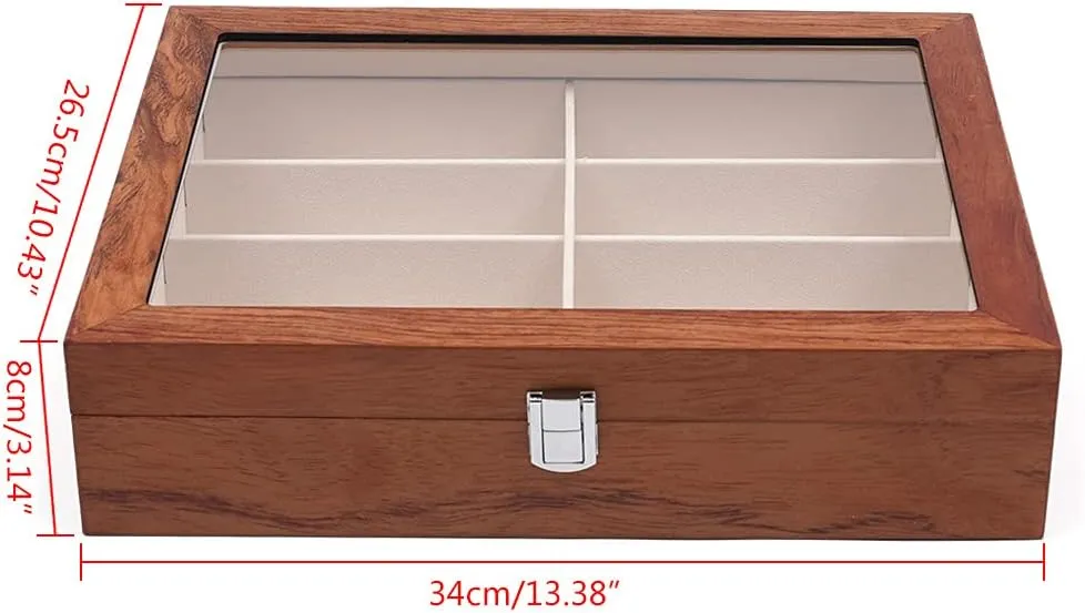Box, Sunglasses Display Case with Lock Eyewear Showcase Organizer grande Mahogany DouSeiAi Wooden Sunglasses Organizer, 8 Grids Sunglasses Storage 