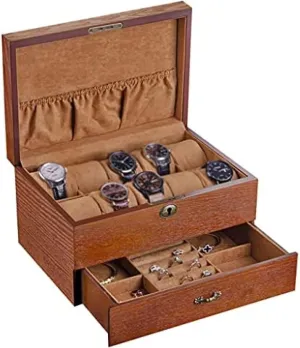 Box with Lock Mechanical Watch Storage inactive Cabinet Birthday Gift for Friends (Size : 30��20.5��16.5cm),30��20.5��16.5cm Wooden Watch Storage Box Multifunctional Large-Capacity Watch 